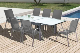$Table de jardin extensible - Gris