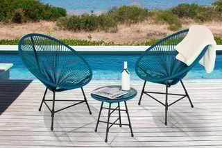 $Salon de jardin avec plateau en verre trempé Ibiza - 2 places