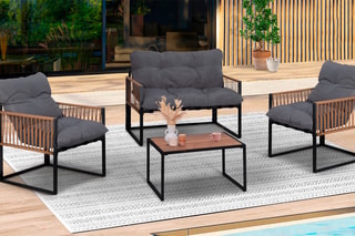 $Salon de jardin Ozéa - 4 places - Plateau en bois