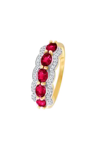 $Bague - Or jaune, diamants et rubis