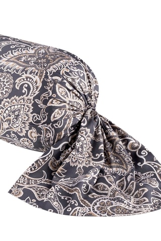Taie de traversin en satin de coton 80 fils/cm² Indienne - Gris foncé et taupe