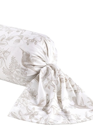 Taie de traversin en satin de coton 80 fils/cm² Colibri floral - Taupe