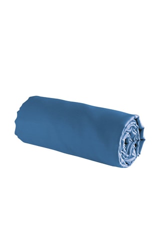 Drap-housse en satin de coton 79 fils/cm² - Bleu