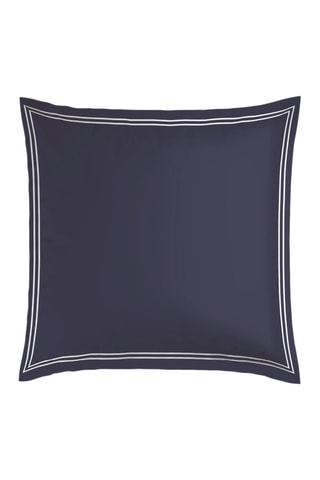 2 taies d'oreiller en satin de coton 80 fils/cm² Paris - Bleu foncé et blanc