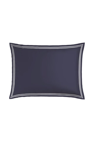 2 taies d'oreiller en satin de coton 80 fils/cm² Paris - Bleu foncé et blanc