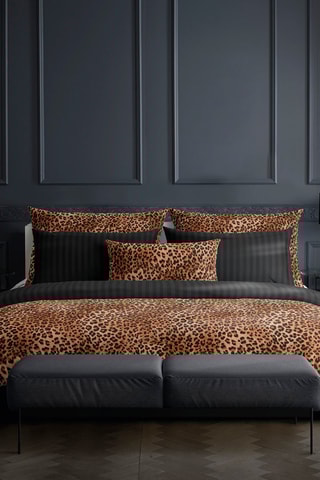 2 taies d'oreiller en satin de coton 80 fils/cm² Féline - Marron et noir
