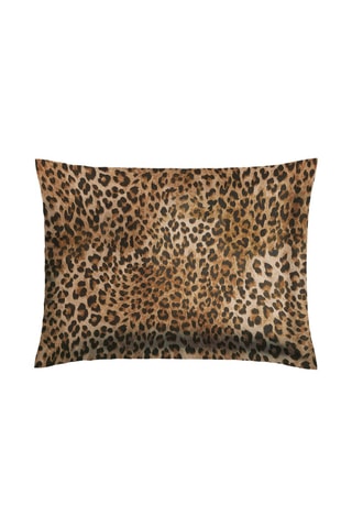 2 taies d'oreiller en satin de coton 80 fils/cm² Féline - Marron et noir