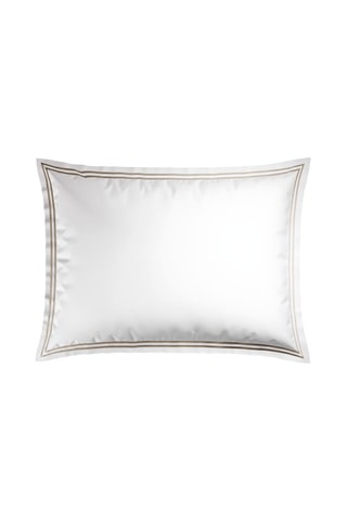 2 taies d'oreiller en satin de coton 80 fils/cm² Paris - Blanc et taupe