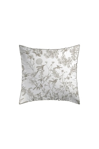 2 taies d'oreiller en satin de coton 80 fils/cm² Colibri floral - Taupe