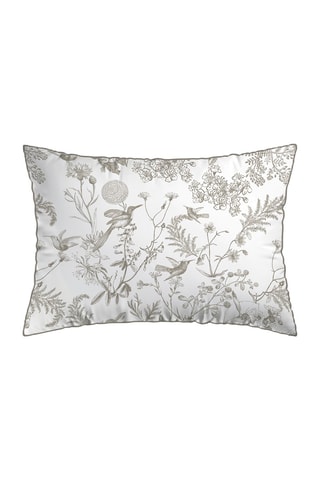 2 taies d'oreiller en satin de coton 80 fils/cm² Colibri floral - Taupe