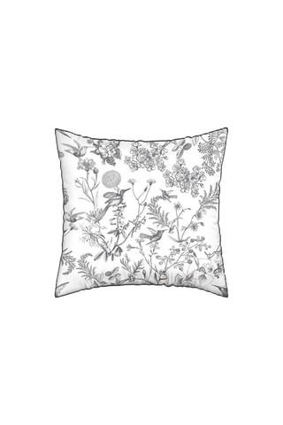 2 taies d'oreiller en satin de coton 80 fils/cm² Colibri floral - Gris et blanc