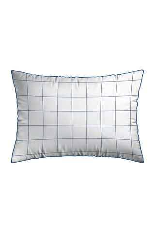 2 taies d'oreiller en satin de coton 79 fils/cm² Carreaux - Blanc