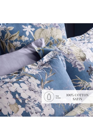 2 taies d'oreiller en satin de coton 79 fils/cm² Hortensia - Bleu