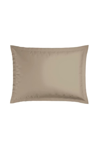2 taies d'oreiller en satin de coton 80 fils/cm² Paris - Taupe et blanc