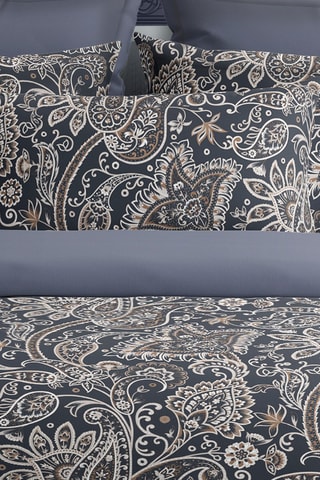 2 taies d'oreiller en satin de coton 79 fils/cm² Indienne - Gris et taupe