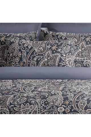 2 taies d'oreiller en satin de coton 80 fils/cm² Indienne - Gris et taupe