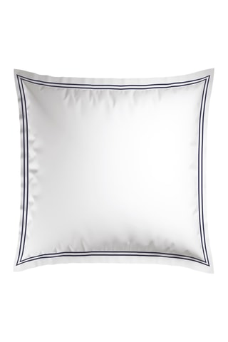 2 taies d'oreiller en satin de coton 80 fils/cm² Paris - Blanc et bleu foncé