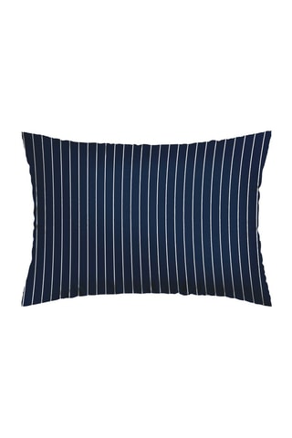2 taies d'oreiller en satin de coton Rayures élégantes 79 fils/cm² - Bleu foncé