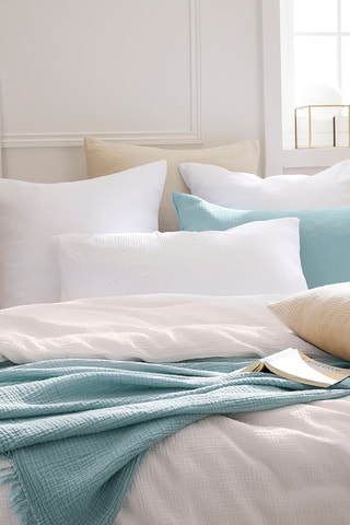 Parure de couette en gaze de coton 85 fils/cm² Uni - Blanc - 240 x 220 cm