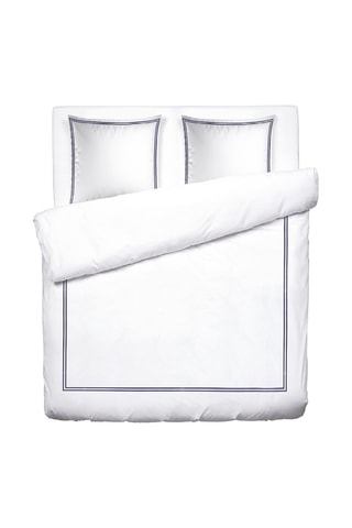 Parure de couette en satin de coton 80 fils/cm² Paris - Blanc et bleu foncé