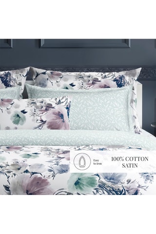 Parure de couette en satin de coton 79 fils/cm² Erodium - Blanc