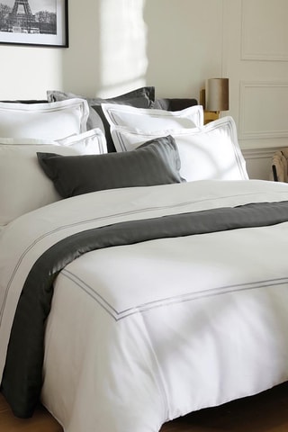 Parure de couette en satin de coton 80 fils/cm² Paris - Blanc et argenté