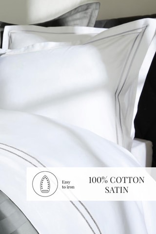 Parure de couette en satin de coton 80 fils/cm² Paris - Blanc et argenté