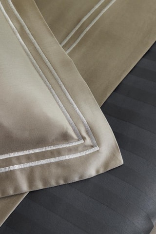 Parure de couette en satin de coton 80 fils/cm² Paris - Taupe / Blanc