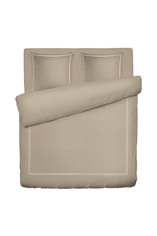 Parure de couette en satin de coton 80 fils/cm² Paris - Taupe / Blanc