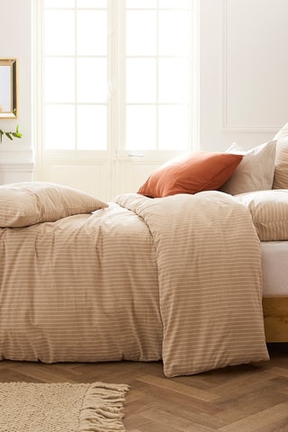 Parure de couette en coton tissé 130 g/m² Eden - Beige et crème