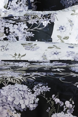 Parure de couette en satin de coton 79 fils/cm² Hortensia - Noir et violet