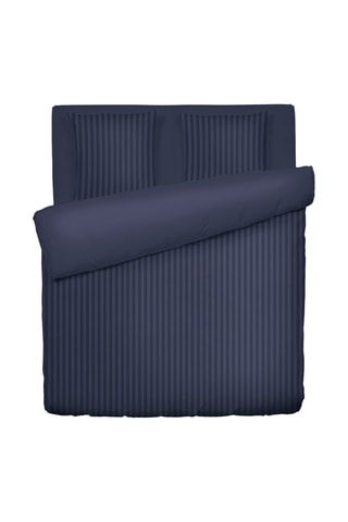 Parure de couette en satin de coton 80 fils/cm² Dobby - Bleu nuit