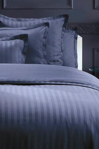 Parure de couette en satin de coton 80 fils/cm² Dobby - Bleu nuit