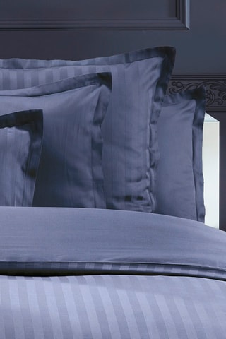 Parure de couette en satin de coton 80 fils/cm² Dobby - Bleu nuit