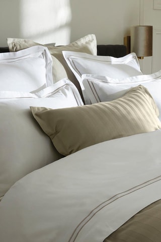 Parure de couette en satin de coton 80 fils/cm² Paris - Blanc et taupe