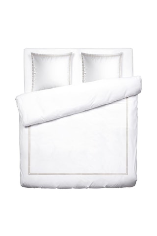 Parure de couette en satin de coton 80 fils/cm² Paris - Blanc et taupe