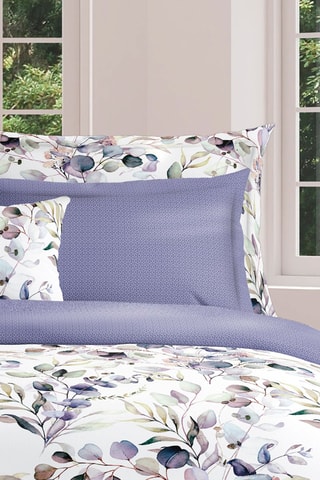 Parure de couette en satin de coton 80 fils/cm² Eucalyptus - Blanc