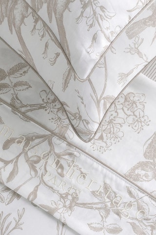 Parure de couette en satin de coton 80 fils/cm² Colibri floral - Taupe