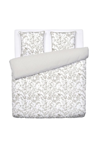 Parure de couette en satin de coton 80 fils/cm² Colibri floral - Taupe