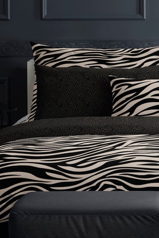Parure de couette en satin de coton 80 fils/cm² Rêves zébrés - Noir