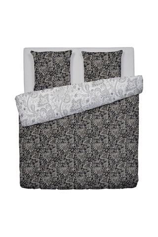 Parure de couette en satin de coton 80 fils/cm² Indienne - Noir et blanc