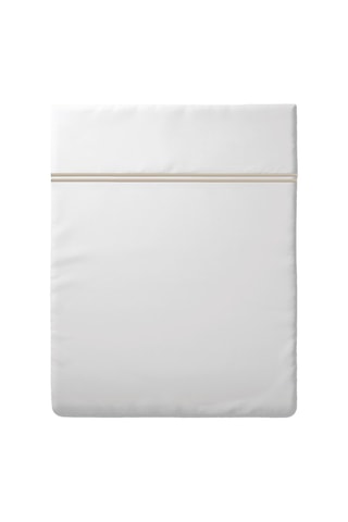 Drap plat en satin de coton 80 fils/cm² Paris - Blanc et taupe