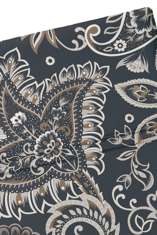 Drap plat en satin de coton 80 fils/cm² Indienne - Gris foncé et taupe