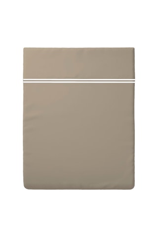 Drap plat en satin de coton 80 fils/cm² Paris - Taupe et blanc