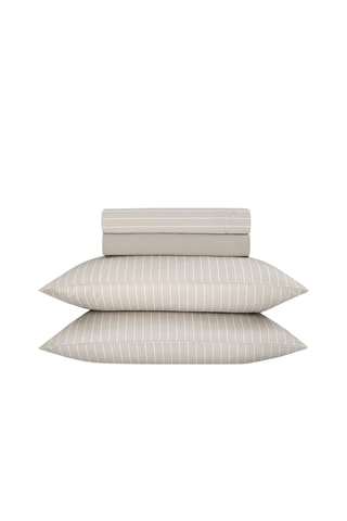 Parure de draps en satin de coton 80 fils/cm² Rayures élégantes - Taupe