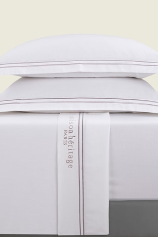 Parure de draps en satin de coton 80 fils/cm² Paris - Gris et blanc