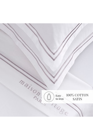 Parure de draps en satin de coton 80 fils/cm² Paris - Gris et blanc