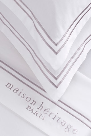 Parure de draps en satin de coton 80 fils/cm² Paris - Gris et blanc