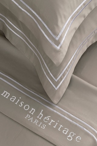 Parure de draps en satin de coton 80 fils/cm² Paris - Blanc et taupe
