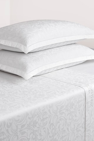 Parure de draps en satin de coton tissé 120 et 80 fils/cm² Baroque - Blanc